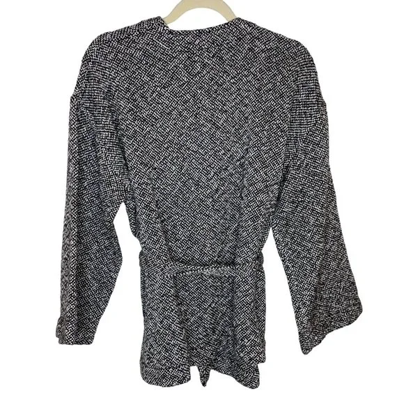 Eileen Fisher Textured Black/White Knit Belted Cardigan, M - Picture 2 of 7
